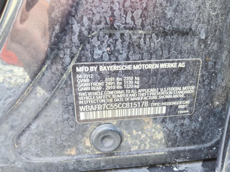 61543966 :رقم المزاد ، WBAFR7C55CC815178 vin ، 2012 Bmw 535 مزاد بيع