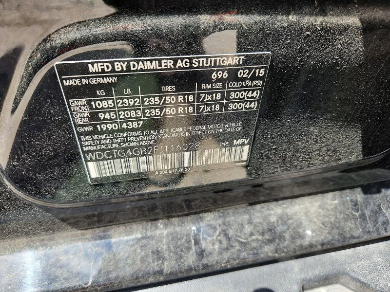 58635256 :رقم المزاد ، WDCTG4GB2FJ116028 vin ، 2015 Mercedes-benz Gla مزاد بيع