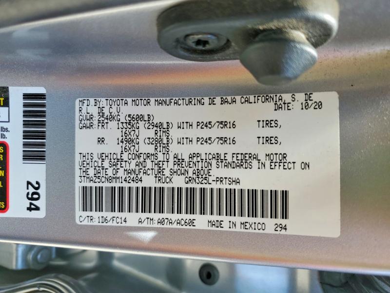 Aukcja sprzedaży 2021 Toyota Tacoma, vin: 3TMAZ5CN8MM142484, numer aukcji: 59363206