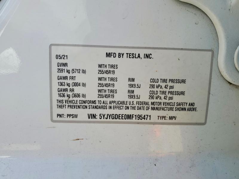 Aukcja sprzedaży 2021 Tesla Model Y, vin: 5YJYGDEE0MF195471, numer aukcji: 85967365