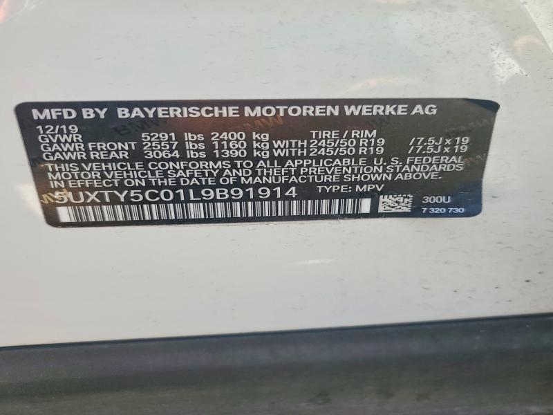 2020 Bmw X3 მანქანა იყიდება აუქციონზე, vin: 5UXTY5C01L9B91914, აუქციონის ნომერი: 62312386