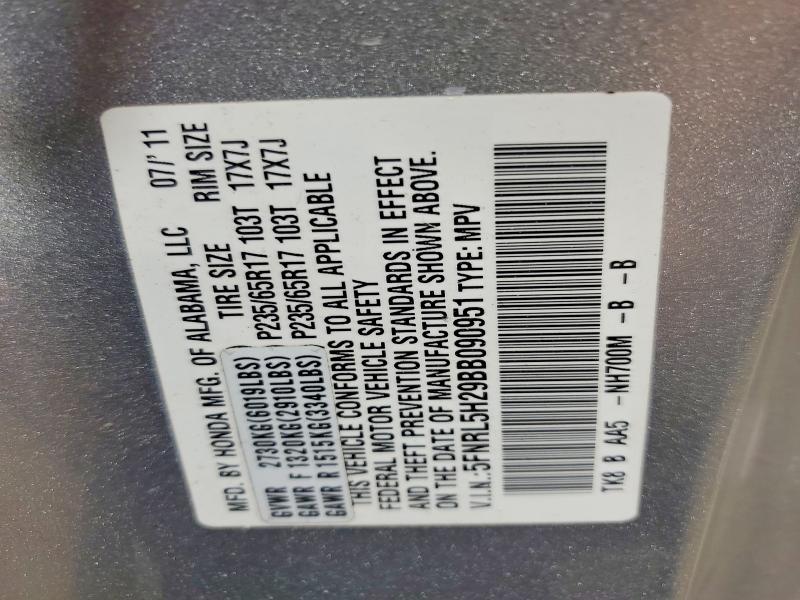 63161026 :رقم المزاد ، 5FNRL5H29BB090951 vin ، 2011 Honda Odyssey مزاد بيع