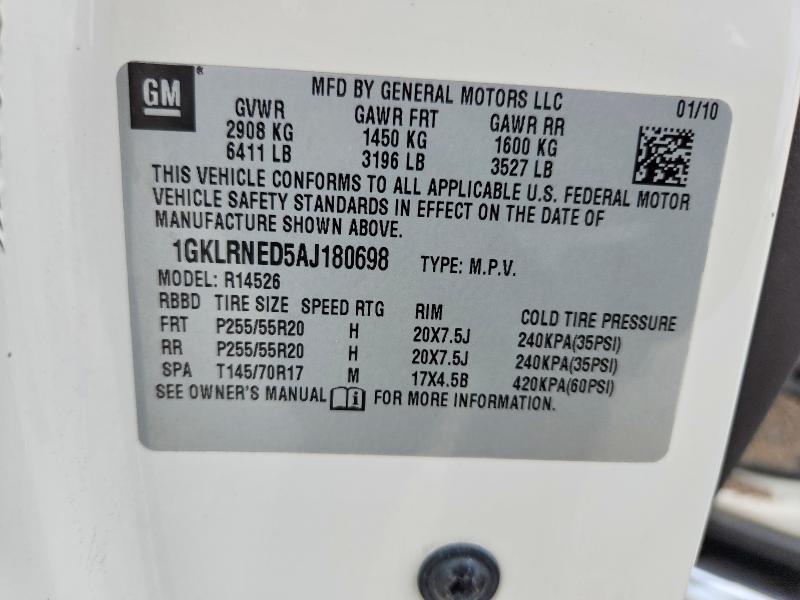 2010 Gmc Acadia მანქანა იყიდება აუქციონზე, vin: 1GKLRNED5AJ180698, აუქციონის ნომერი: 61968076