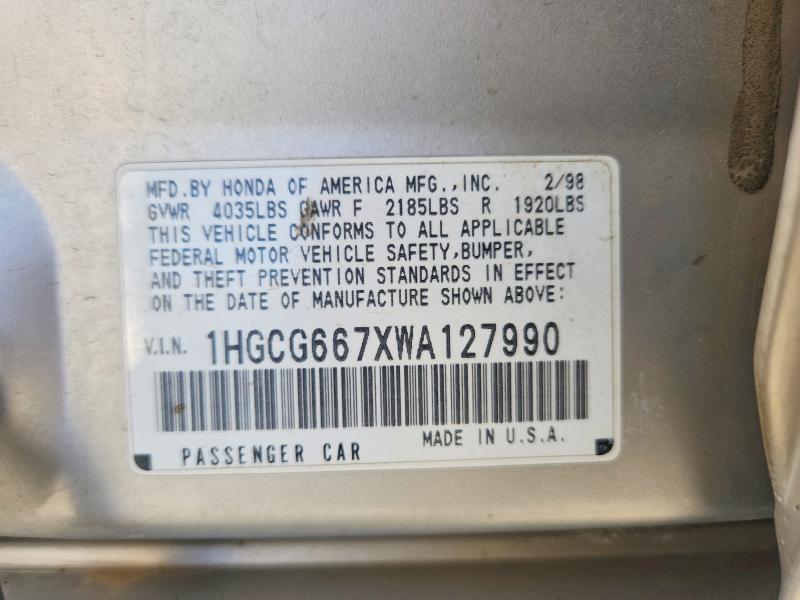 Продажа на аукционе авто 1998 Honda Accord, vin: 1HGCG667XWA127990, номер лота: 59281616