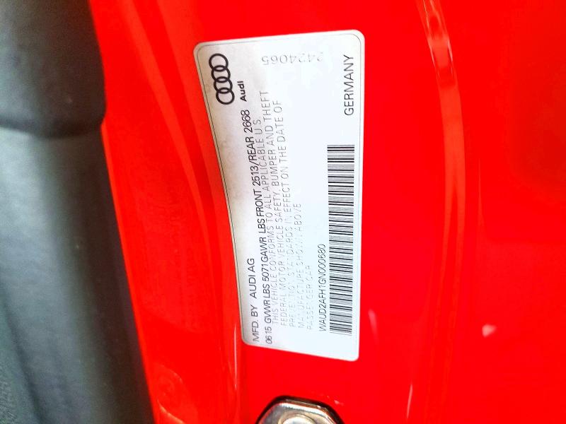 Продаж на аукціоні авто 2016 Audi A5, vin: WAUD2AFH1GN000680, номер лоту: 85982105