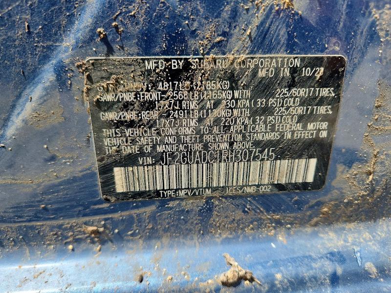 2024 Subaru Crosstrek მანქანა იყიდება აუქციონზე, vin: JF2GUADC1RH307545, აუქციონის ნომერი: 61350086