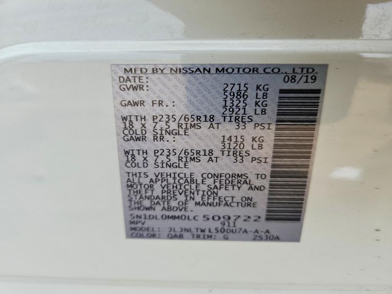 Aukcja sprzedaży 2020 Infiniti Qx60, vin: 5N1DL0MM0LC509722, numer aukcji: 60462196