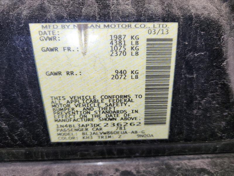Продаж на аукціоні авто 2013 Nissan Altima, vin: 1N4BL3AP3DC236262, номер лоту: 62537326