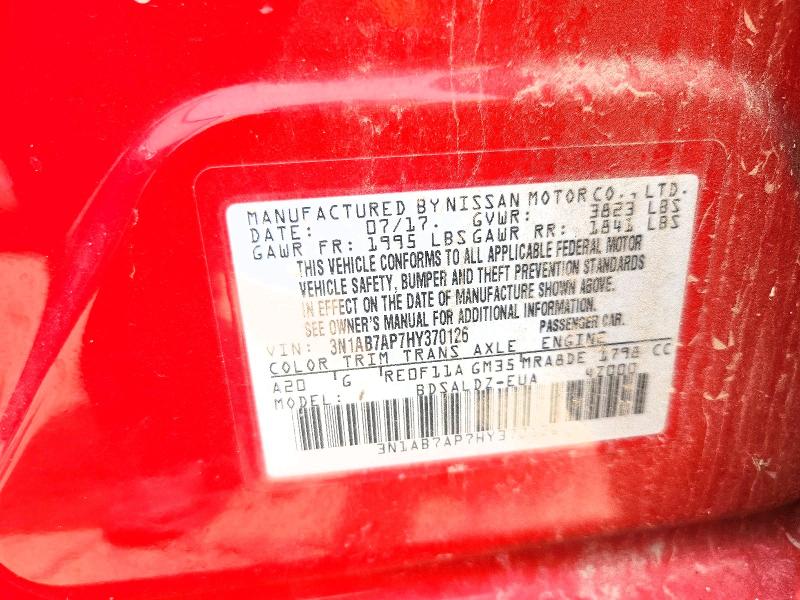 61029546 :رقم المزاد ، 3N1AB7AP7HY370126 vin ، 2017 Nissan Sentra مزاد بيع