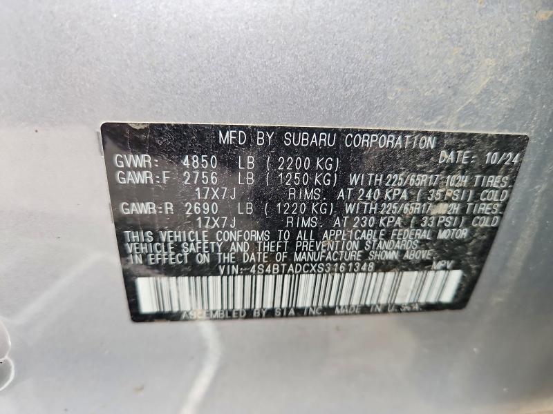 85969215 :رقم المزاد ، 4S4BTADCXS3161348 vin ، 2025 Subaru Outback مزاد بيع