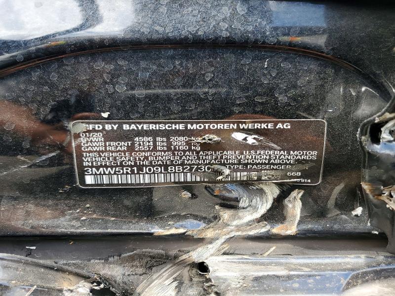 2020 Bmw 330i მანქანა იყიდება აუქციონზე, vin: 3MW5R1J09L8B27305, აუქციონის ნომერი: 61792636