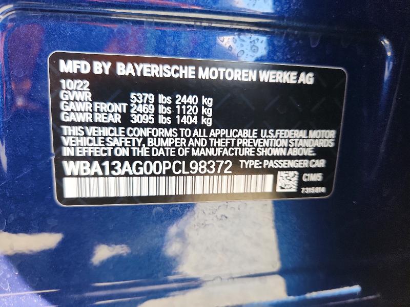 Aukcja sprzedaży 2023 Bmw 530e, vin: WBA13AG00PCL98372, numer aukcji: 60990976