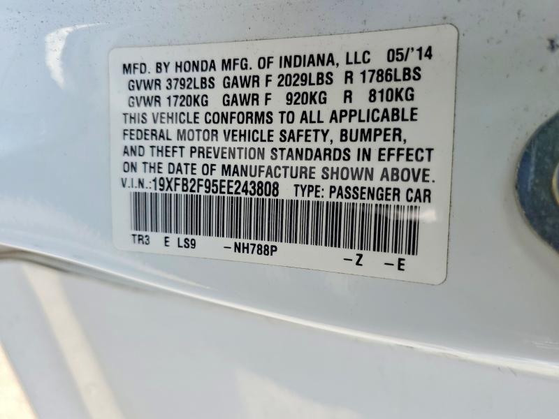Продаж на аукціоні авто 2014 Honda Civic, vin: 19XFB2F95EE243808, номер лоту: 61772396