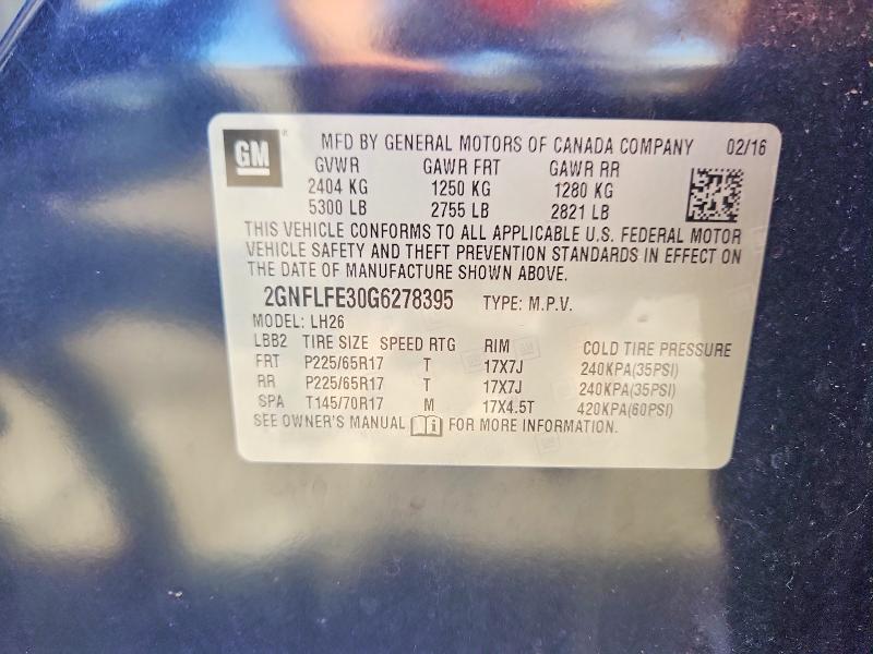 Aukcja sprzedaży 2016 Chevrolet Equinox, vin: 2GNFLFE30G6278395, numer aukcji: 61995406