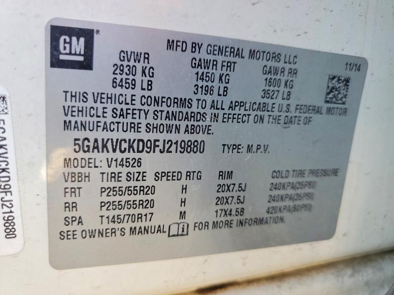 Aukcja sprzedaży 2015 Buick Enclave, vin: 5GAKVCKD9FJ219880, numer aukcji: 59966236
