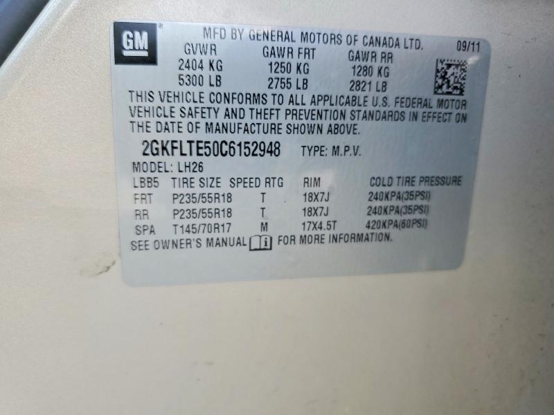 2012 Gmc Terrain მანქანა იყიდება აუქციონზე, vin: 2GKFLTE50C6152948, აუქციონის ნომერი: 62482486