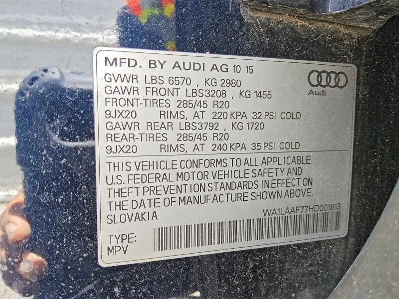 Продажа на аукционе авто 2017 Audi Q7, vin: WA1LAAF77HD001813, номер лота: 62318816