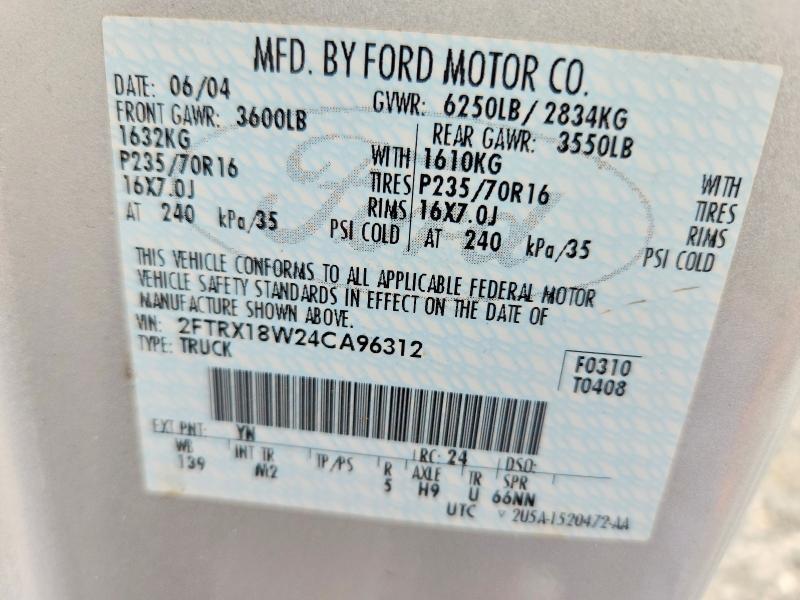59673106 :رقم المزاد ، 2FTRX18W24CA96312 vin ، 2004 Ford F-150 Heritage مزاد بيع