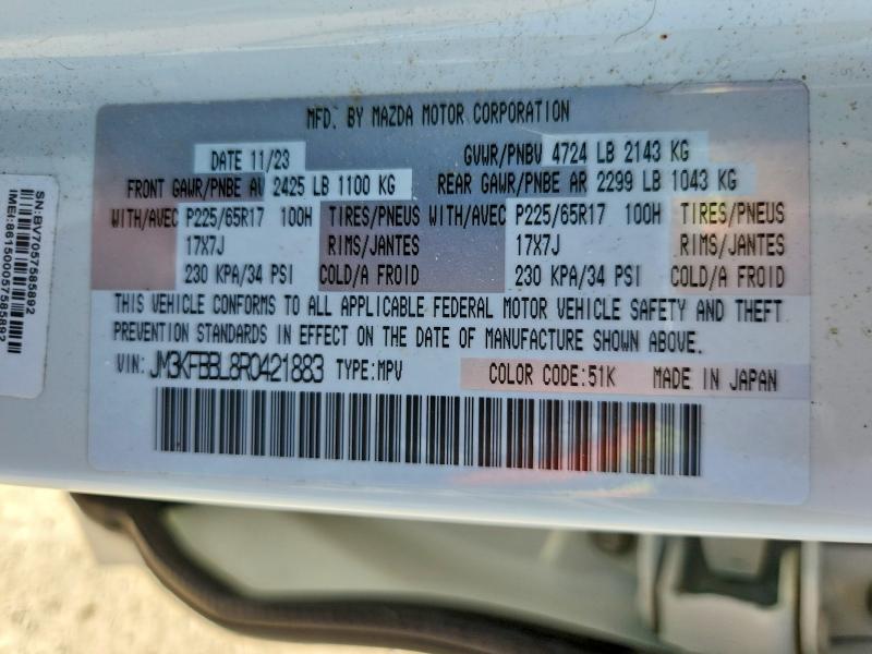 63523446 :رقم المزاد ، JM3KFBBL8R0421883 vin ، 2024 Mazda Cx-5 مزاد بيع