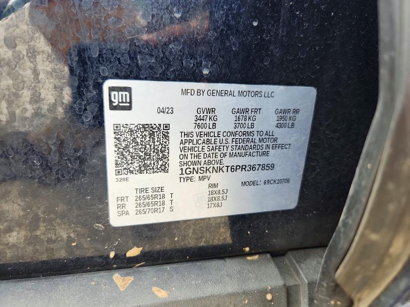 2023 Chevrolet Tahoe მანქანა იყიდება აუქციონზე, vin: 1GNSKNKT6PR367859, აუქციონის ნომერი: 61599446