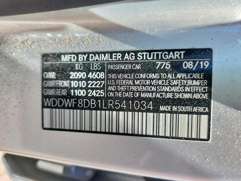 Продаж на аукціоні авто 2020 Mercedes-benz C, vin: WDDWF8DB1LR541034, номер лоту: 62220116