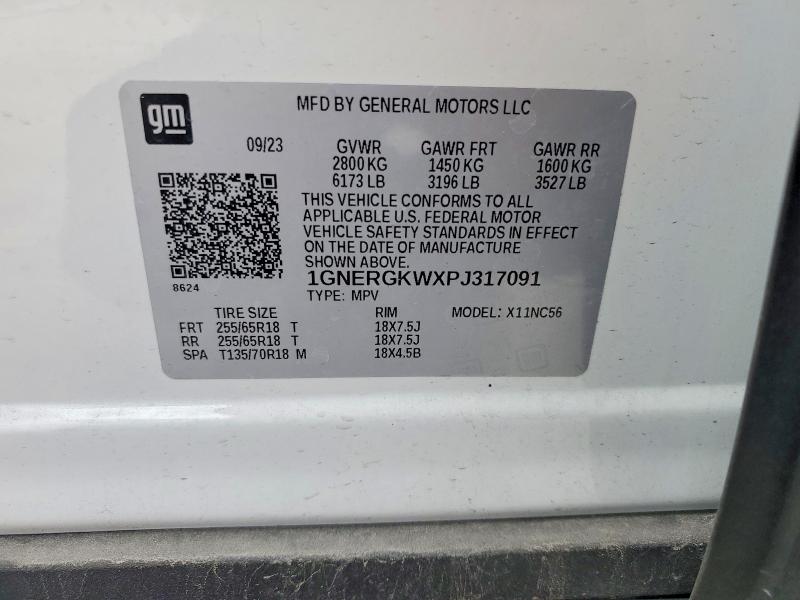 Aukcja sprzedaży 2023 Chevrolet Traverse, vin: 1GNERGKWXPJ317091, numer aukcji: 61371726