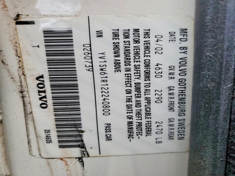 Aukcja sprzedaży 2002 Volvo V70, vin: YV1SW61R122240800, numer aukcji: 59132326