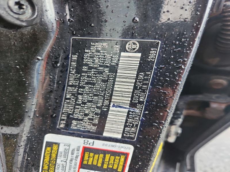 Продаж на аукціоні авто 2012 Toyota Camry, vin: 4T1BK1FK5CU008492, номер лоту: 63111156