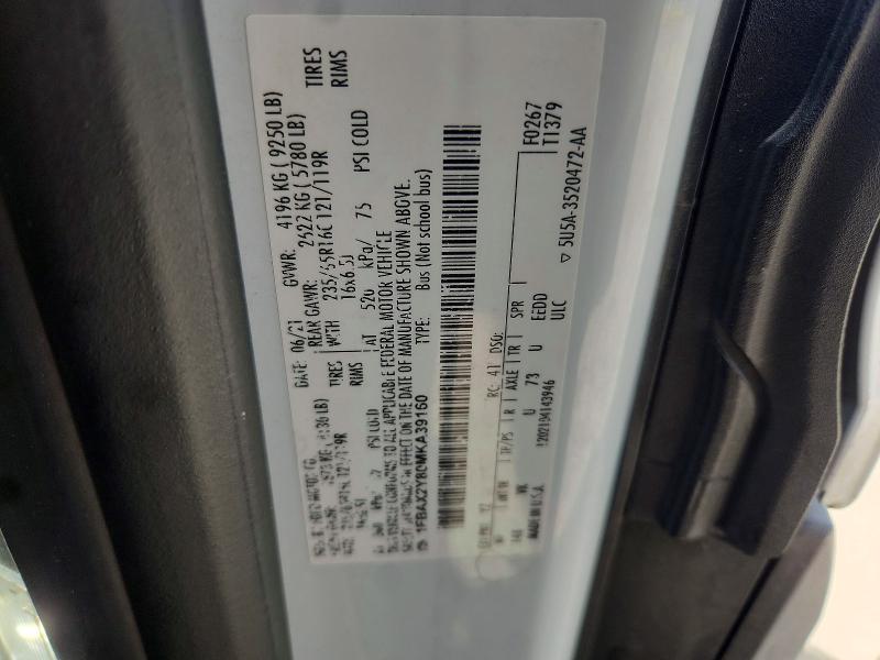 2021 Ford Transit მანქანა იყიდება აუქციონზე, vin: 1FBAX2Y80MKA39160, აუქციონის ნომერი: 60833346