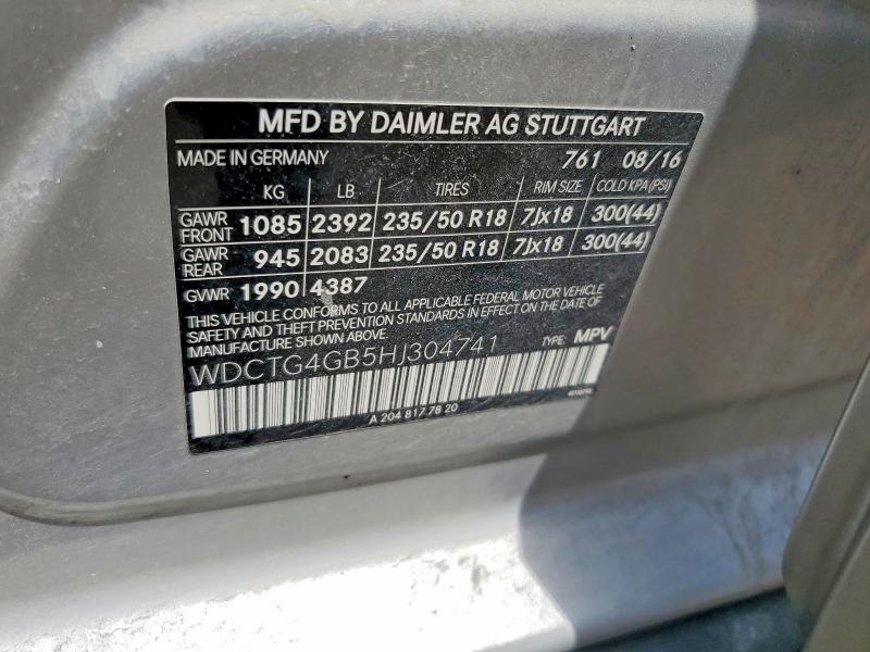 Aukcja sprzedaży 2017 Mercedes-benz Gla, vin: WDCTG4GB5HJ304741, numer aukcji: 59678096