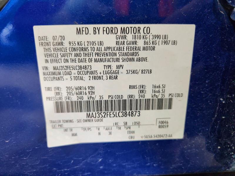 Aukcja sprzedaży 2020 Ford Ecosport, vin: MAJ3S2FE5LC384873, numer aukcji: 60331546
