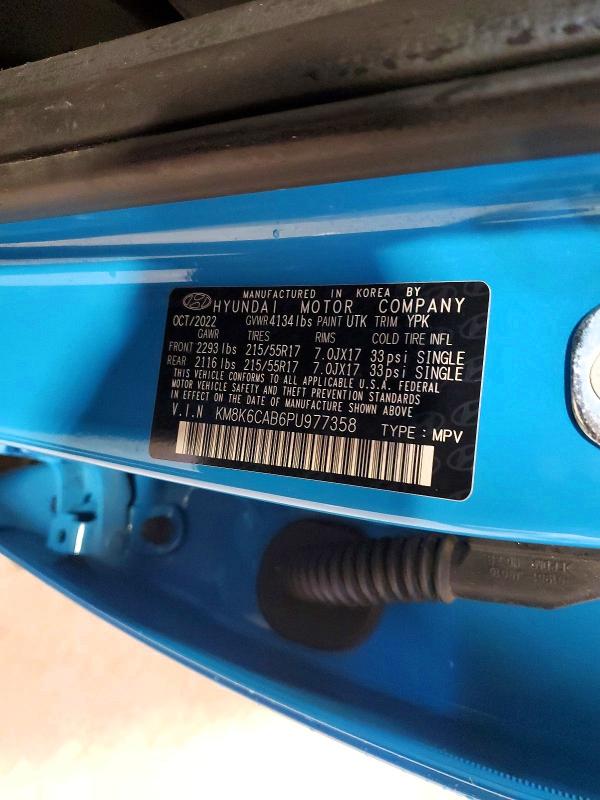2023 Hyundai Kona მანქანა იყიდება აუქციონზე, vin: KM8K6CAB6PU977358, აუქციონის ნომერი: 59699666