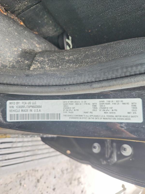 59171896 :رقم المزاد ، 1C6SRFJT8PN603664 vin ، 2023 Ram 1500 مزاد بيع
