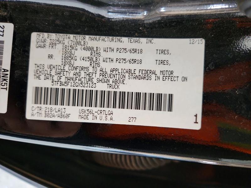 Продажа на аукционе авто 2016 Toyota Tundra, vin: 5TFBW5F12GX523123, номер лота: 62163056