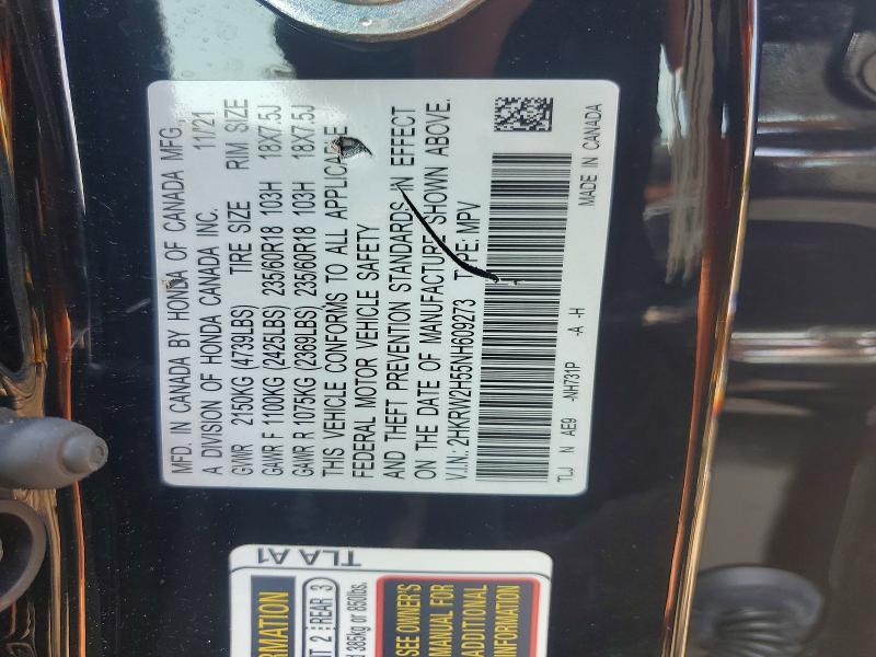 Aukcja sprzedaży 2022 Honda Cr-v, vin: 2HKRW2H55NH609273, numer aukcji: 59241736