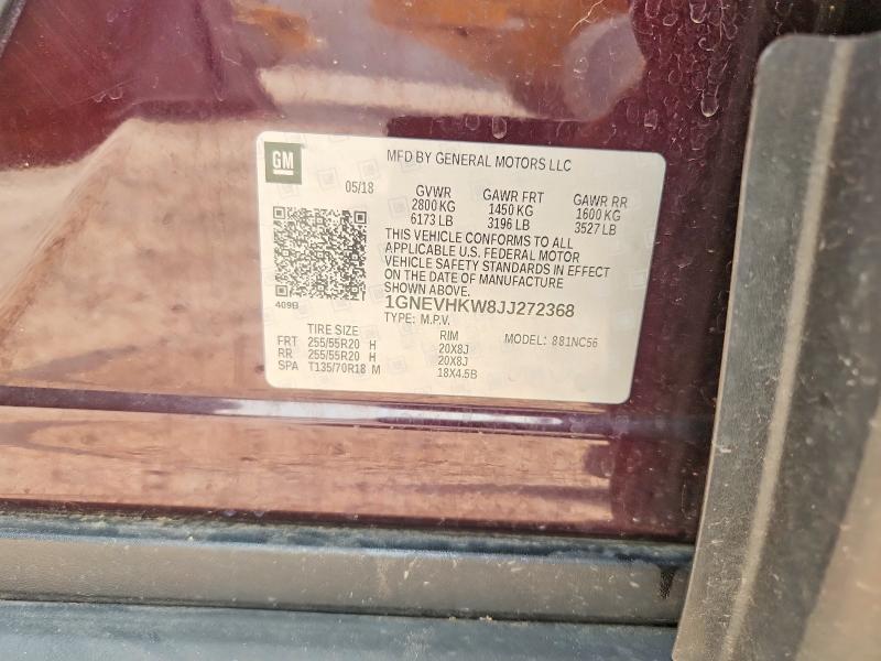 Aukcja sprzedaży 2018 Chevrolet Traverse, vin: 1GNEVHKW8JJ272368, numer aukcji: 61161596