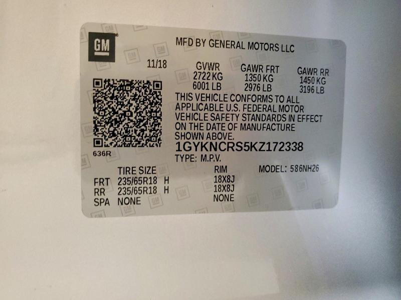 Продажа на аукционе авто 2019 Cadillac Xt5, vin: 1GYKNCRS5KZ172338, номер лота: 62273916