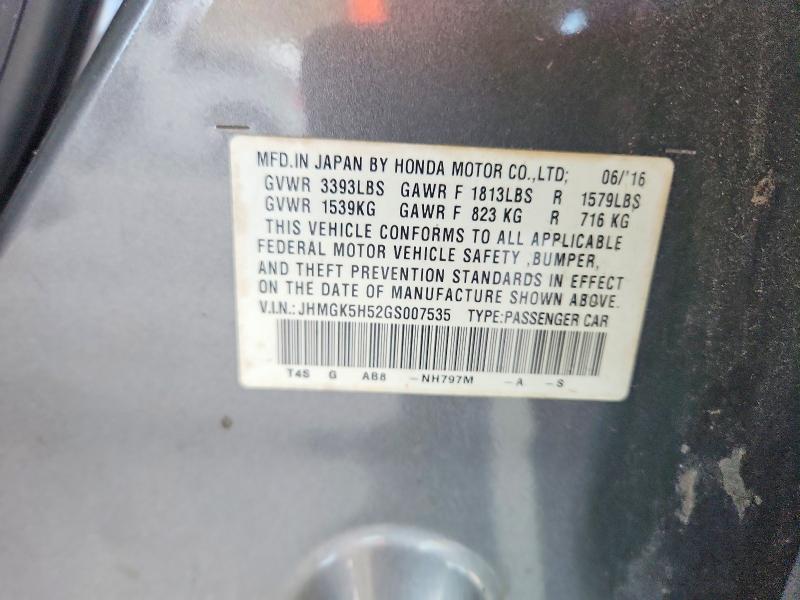 Aukcja sprzedaży 2016 Honda Fit, vin: JHMGK5H52GS007535, numer aukcji: 61381016