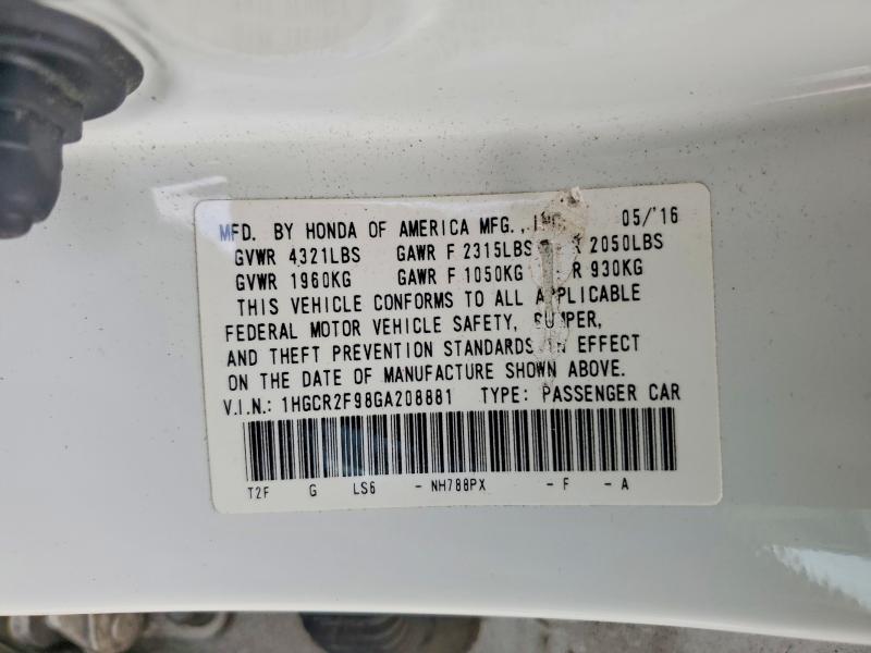 Продаж на аукціоні авто 2016 Honda Accord, vin: 1HGCR2F98GA208881, номер лоту: 62234436