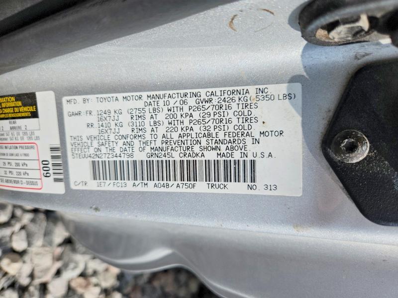 Продажа на аукционе авто 2007 Toyota Tacoma, vin: 5TEUU42N27Z344798, номер лота: 61997296