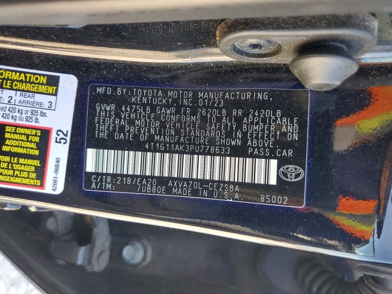 Aukcja sprzedaży 2023 Toyota Camry, vin: 4T1G11AK3PU778633, numer aukcji: 63317796