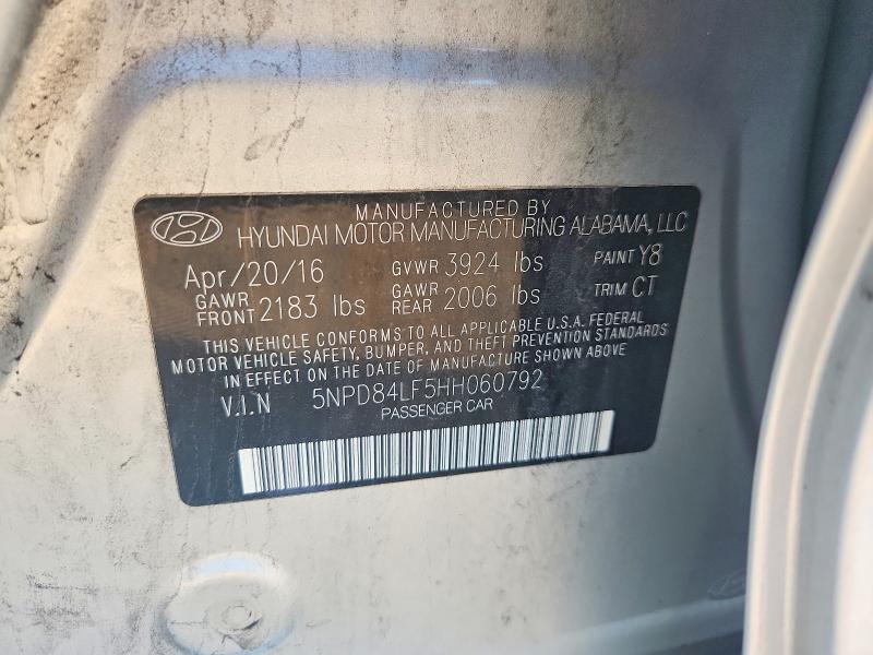 Продаж на аукціоні авто 2017 Hyundai Elantra, vin: 5NPD84LF5HH060792, номер лоту: 60598136