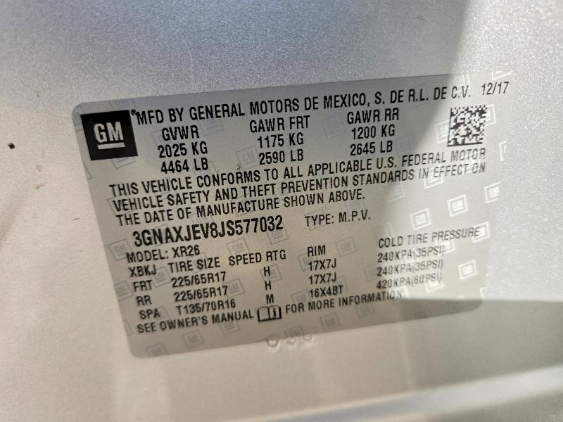 Продажа на аукционе авто 2018 Chevrolet Equinox, vin: 3GNAXJEV8JS577032, номер лота: 61305086