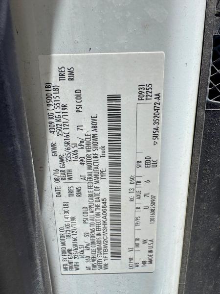 Продаж на аукціоні авто 2017 Ford Transit, vin: 1FTBW2CM3HKA06845, номер лоту: 59731966