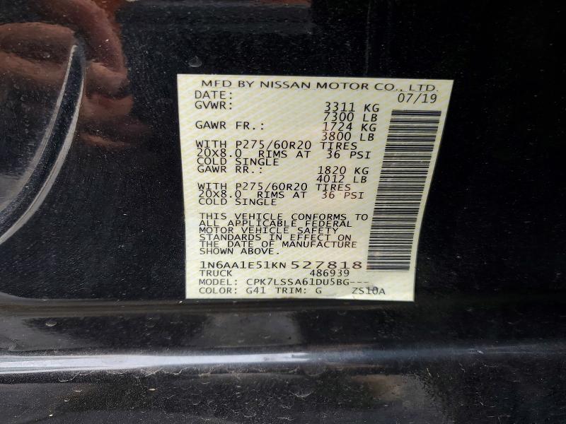 Продаж на аукціоні авто 2019 Nissan Titan, vin: 1N6AA1E51KN527818, номер лоту: 60890866