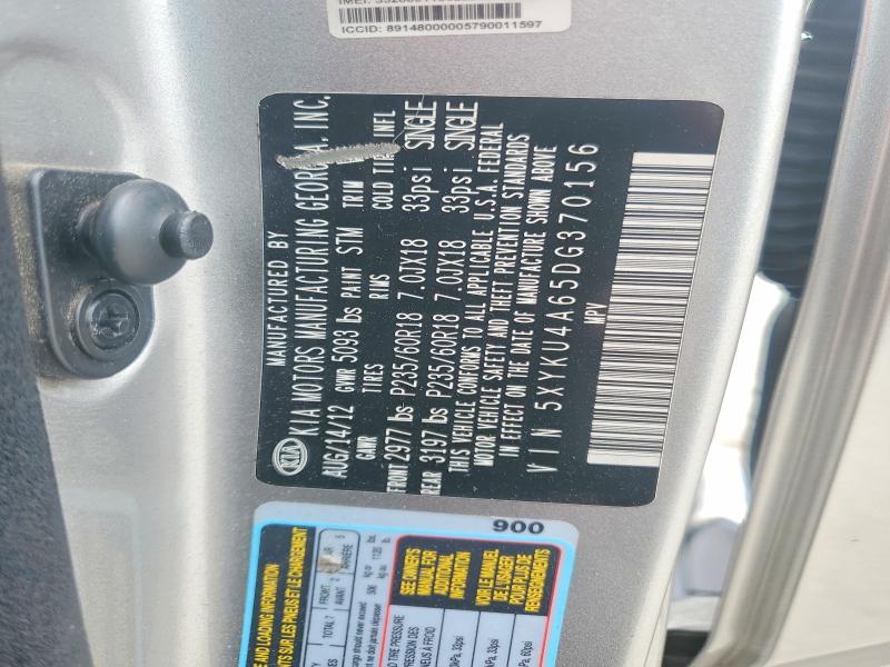 Продажа на аукционе авто 2013 Kia Sorento, vin: 5XYKU4A65DG370156, номер лота: 59533716