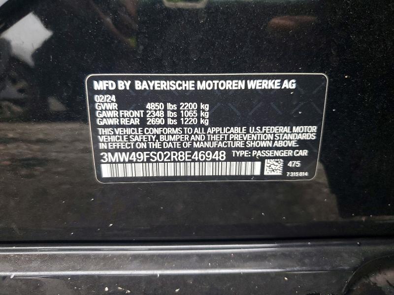 Aukcja sprzedaży 2024 Bmw M340i, vin: 3MW49FS02R8E46948, numer aukcji: 60722936