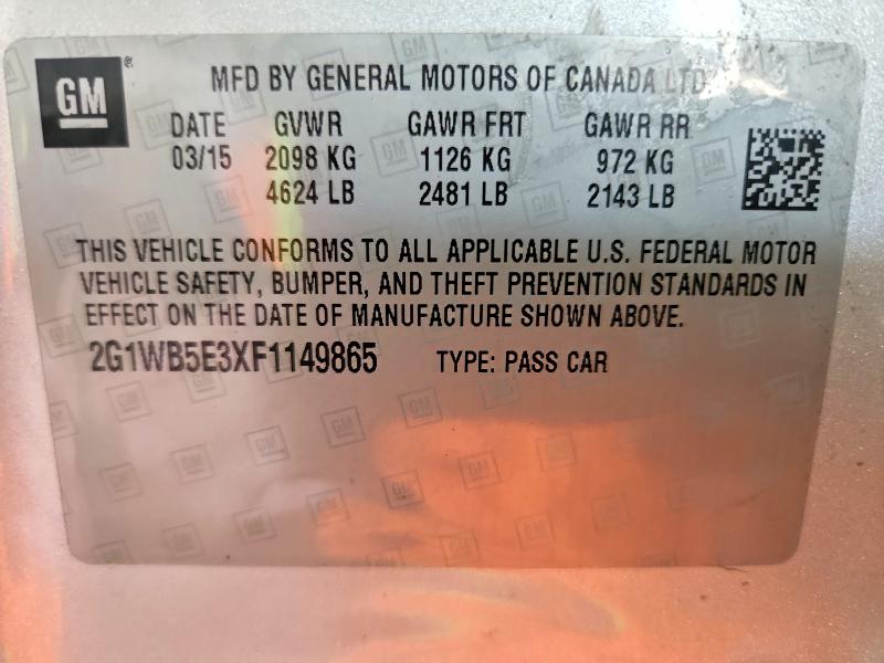 2015 Chevrolet Impala Limited მანქანა იყიდება აუქციონზე, vin: 2G1WB5E3XF1149865, აუქციონის ნომერი: 62219626