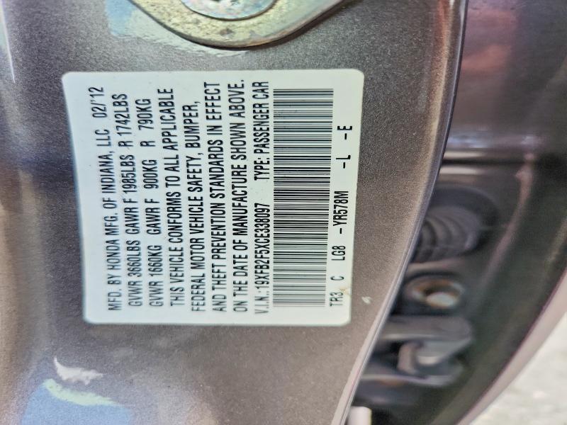 2012 Honda Uk მანქანა იყიდება აუქციონზე, vin: 19XFB2F5XCE338097, აუქციონის ნომერი: 60115156