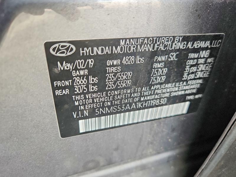 Продаж на аукціоні авто 2019 Hyundai Santa Fe, vin: 5NMS53AA1KH119830, номер лоту: 60056426